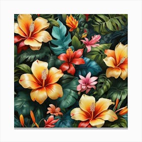 Tropical Forest Flower Craze Art Print 0 Canvas Print