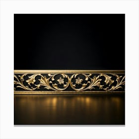 Bright Gold Metallic Border Smooth Texture Intricate Filigree Patterns Glinting Under Soft Diffu Canvas Print