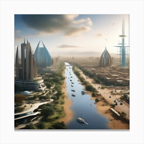 Futuristic Cityscape 197 Canvas Print