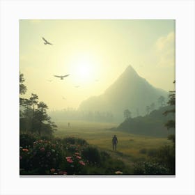 Sunrise Over A Mountain Canvas Print