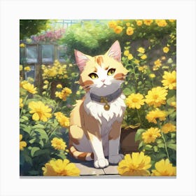 Cat In The Garden Canvas Print