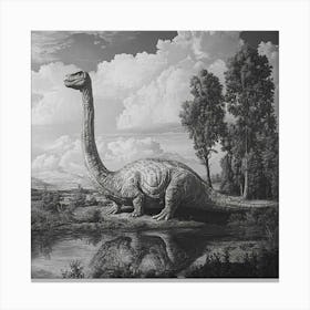 Dinosaur Vintage Painting Canvas Print