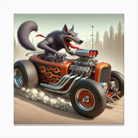 Wolf In A Car 2 Canvas Print