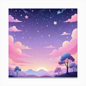 Sky With Twinkling Stars In Pastel Colors Square Composition 4 Canvas Print