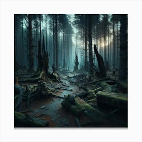 Unveiling Nature's Resilience: A Captivating Post-Apocalyptic Forest Portrait 🌲📸 Canvas Print