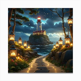 Lighthouse With Lanterns Canvas Print