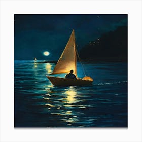 Sailboat At Night 3 Canvas Print