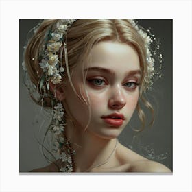 Girl In A Flower Crown Canvas Print