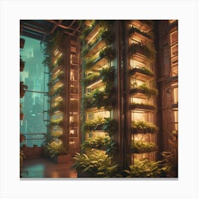 Futuristic Green Wall Canvas Print