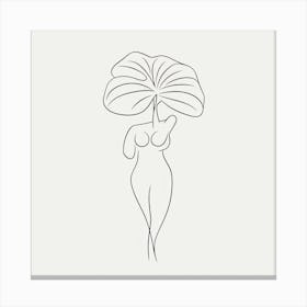Line Art Woman Body And Leaf 5 Canvas Print