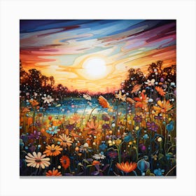 Sunset In The Meadow 5 Canvas Print