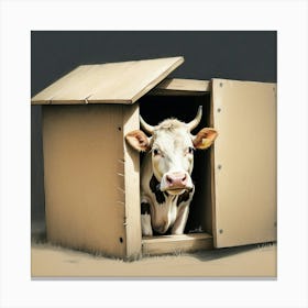 Cow In A Box Canvas Print