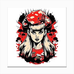 Mushroom Girl Pinup Style Art Canvas Print