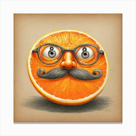 Orange With Glasses And Mustache 1 Canvas Print