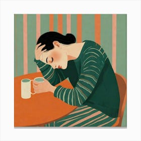 Woman With A Cup Of Coffee 2 Canvas Print