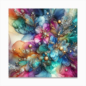 Vibrant Silver Dust Flower Design Canvas Print