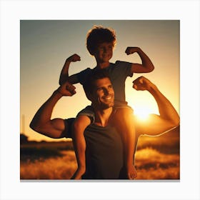 Happy Father And Son Canvas Print