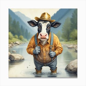 Cow In The River Canvas Print