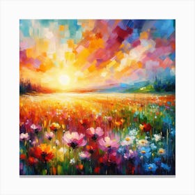 Sunset In The Meadow Canvas Print