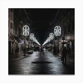 Street Lights At Night Canvas Print