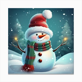 Snowman In The Snow 9 Canvas Print