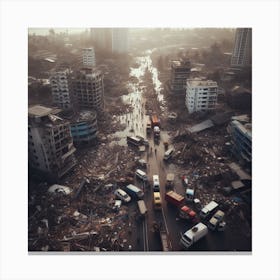 Aerial View Of A Destroyed City Canvas Print