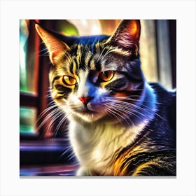 Cat In Front Of Window Canvas Print