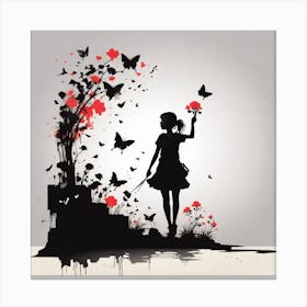 Girl With Butterflies 1 Canvas Print