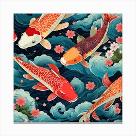 Koi Fish Pattern Canvas Print