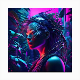 Futuristic Woman In The Jungle Canvas Print