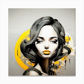 Girl Yellow Abstraction Canvas Print