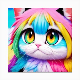 Rainbow Cat pastels Canvas Print