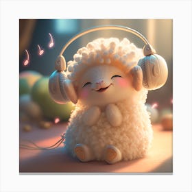 Sheep With Headphones Canvas Print