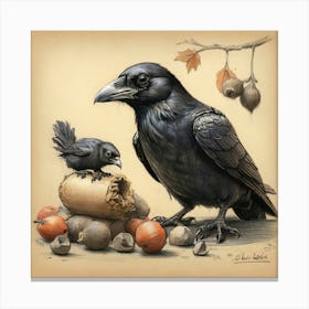 Crow And Baby Canvas Print