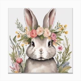 Bunny With Flowers 1 Canvas Print