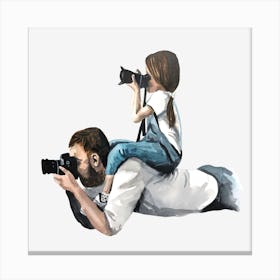 Father And Daughter Taking Pictures Father's Day Canvas Print