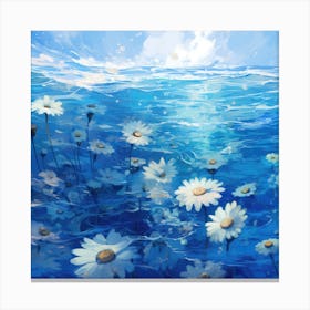 Daisies In The Water 5 Canvas Print