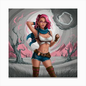 Pink Haired Girl 1 Canvas Print