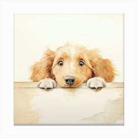 Puppy Peeking Over The Wall 2 Canvas Print