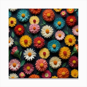 Colorful Flowers On A Dark Background Canvas Print