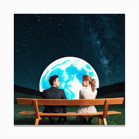 Couple On A Bench Canvas Print