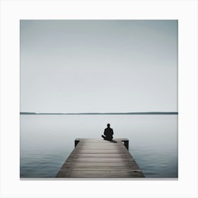 Man Sitting On A Dock Canvas Print