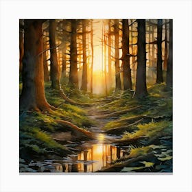 Sunset In The Woods 1 Canvas Print