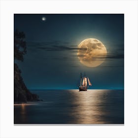 Full Moon Over The Sea 1 Canvas Print