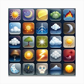 Weather Icons Set 12 1 Canvas Print