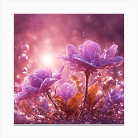Purple Flowers With Water Droplets Canvas Print