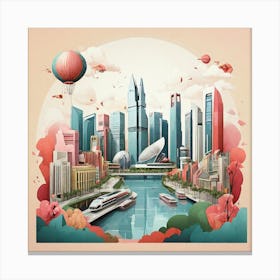 Singapore Geometric City Illustration Art Print 0 Canvas Print