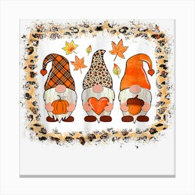 Funny Thanksgiving Gnome Cute Pumpkin Leopard Fall Autumn Canvas Print