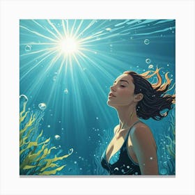 Swimming Art Print (24) Canvas Print