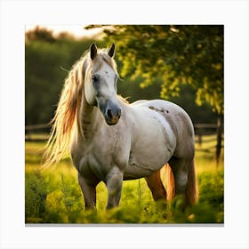 Grass Mane Head Graze Equestrian Pasture Elegant Sun Beauty Horse Standing Rural Green (6) Canvas Print